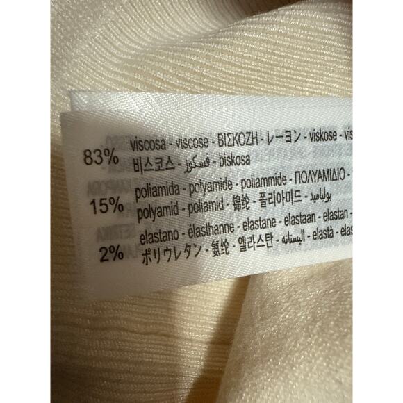 Zara Cream Black Long Sleeve Deep V Neck Button Up Cardigan Sweater Top Size M - Picture 4 of 4